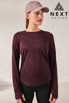 Plum Purple Next Active Long Sleeve Jacquard Geo Sport Top (U12020) | OMR9