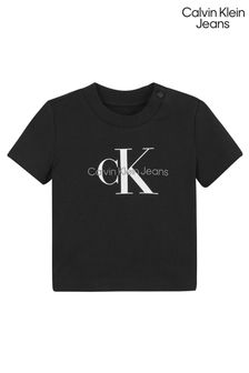 Tricou cu logo Calvin Klein Blugi Nou-născut Negru (U12032) | 167 LEI