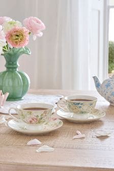 Shabby Chic by Rachel Ashwell® Multi Floral Fine China Set of 2 Teacup and Saucers Mugs (U12090) | €32