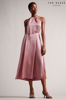 Розовое платье миди с халтером Ted Baker Roxiey (U12145) | €94