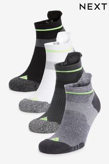 Black/White 4 Pack Active Cushioned Sports Trainers Socks 4 Pack (U12150) | 59 QAR