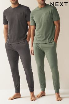 Zelena/Siva - Komplet 2 pižam z manšetami (U12221) | €19