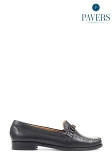 Pavers Black Leather Snaffle Loafers (U12223) | AED250
