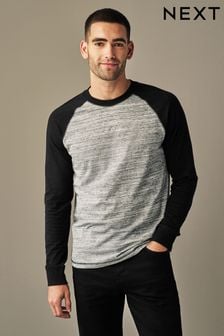 Black/Grey Long Sleeve Raglan T-Shirt (U12244) | €25