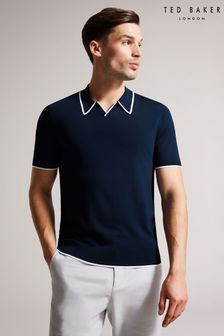 Ted Baker Blue Stortfo Short Sleeved Rayon Open Neck Polo Shirt (U12259) | kr1 560