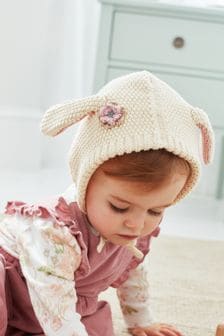 Cream Bunny Knitted Hat (0mths-2yrs) (U12319) | KRW14,800