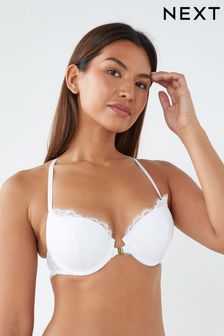 White Push Up Pad Plunge Triple Boost Front Fastening Lace Bra (U12323) | 28 €