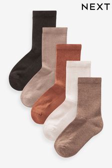 Neutral Ribbed Boot Socks 5 Pack (U12378) | AED28 - AED35