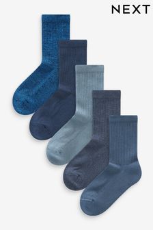 Blue Ribbed Boot Socks 5 Pack (U12380) | AED28 - AED35