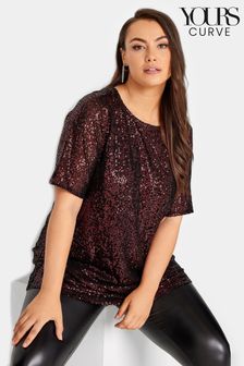 Yours Curve Red London Sequin Swing Top (U12452) | €23