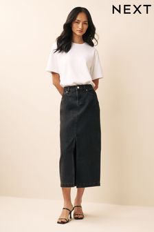 Black Denim Split Midi Skirt (U12521) | 35 €