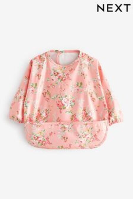 Pink Floral Baby Weaning And Feeding Sleeved Bib (6mths-3yrs) (U12874) | 12 €