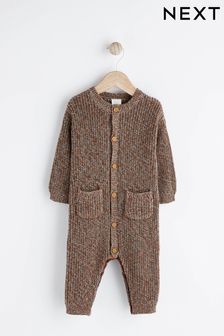 Chocolate Brown Knitted Baby Romper (0mths-2yrs) (U13003) | 69 QAR - 76 QAR