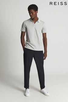Reiss Grey Murphy Contrast Tipped Jersey Polo Shirt (U13386) | ₪ 459