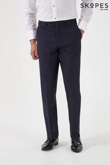 Skopes Newman Navy Blue Check Tailored Fit Suit Trousers (U13546) | SGD 114