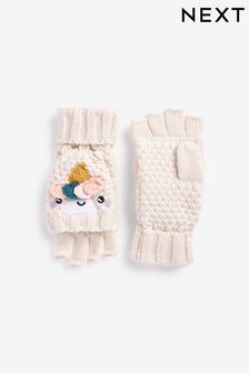 Cream Flip Mitt Unicorn Gloves (3-10yrs) (U13559) | €14 - €16