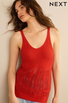 Red Crochet Knit Vest Top (U13707) | €13