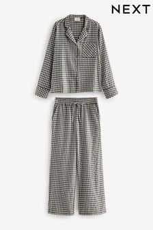 Черно-белый - Фланелевая пижама на пуговицах в клеточку (U13791) | €53