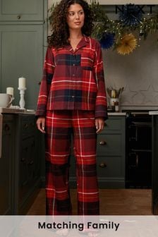 Rouge à carreaux - Pyjama femme collection famille Noël (U13793) | 48€