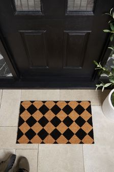 Black Checker Board Doormat (U13942) | 6,340 Ft