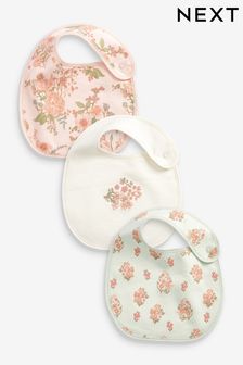 Rose/bleu à motif floral - 3 Emballez des bavoirs pour bébé (U13960) | €9