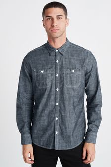 Grey - Twin Pocket Chambray Shirt (U14134) | BGN78