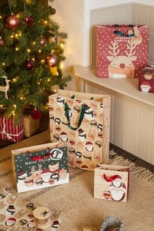 Set of 4 Festive Characters Christmas Gift Bags (U14368) | €8