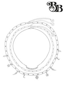Set cu colier cu trei șiraguri cu stele și inimi Bibi Bijoux argintiu (U14423) | 401 LEI