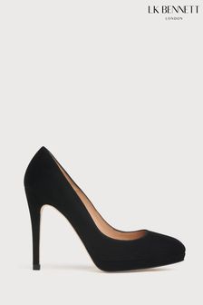 LK Bennett Sledge Suede Platform Black Shoes (U14779) | €356