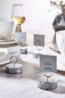 Silver Darcy Set of 4 Name Card Holders (U14827) | $36