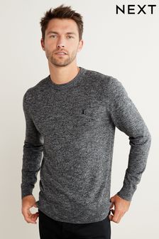 Charcoal Grey Stag Embroidery - Marl Knitted Jumper (U14972) | BGN63
