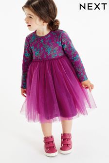 Purple/Pink Floral Party Dress (3mths-7yrs) (U15082) | €21.50 - €26