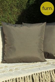 furn. Olive Green Plain Twin Pack Water UV Resistant Outdoor Cushions (U15328) | €33