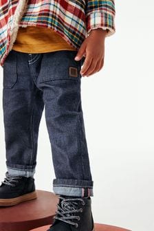 Синій - Джинси з сирого джинсового спецодягу (3 міс. – 7 років) (U15335) | 382 ₴ - 446 ₴