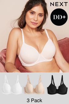Black/White/Nude Pad Full Cup DD+ Cotton Blend Bras 3 Pack (U15336) | LEI 266