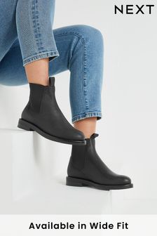 أسود - حذاء طويل جلد قابل للتمدد من الجانبين من مجموعة Forever Comfort (U15670) | 236 د.إ