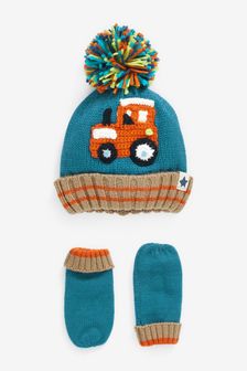 Turcoaz tractor - Set căciuliță și mănuși fără degete (3 luni - 10 ani) (U15896) | 99 LEI - 116 LEI