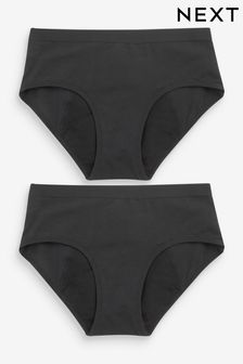 Black Briefs 2 Pack Teen Heavy Flow Period Pants (7-16yrs) (U16206) | AED92 - AED106