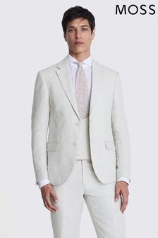 MOSS Natural Slim Fit Puppytooth Linen Suit Jacket (U16347) | 67,420 Ft