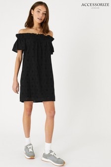 שמלה שחורה עם כתפיים חשופות של Accessorize דגם Schiffly (U16747) | ‏163 ₪