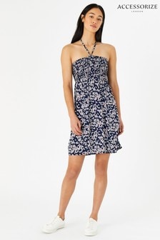 Accessorize Trägerloses Kleid mit Blümchenmuster, Blau (U16780) | 15 €