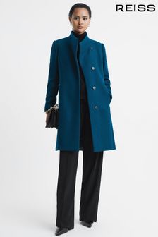 Reiss Teal Mia Wool Blend Mid-Length Coat (U17208) | SGD 932