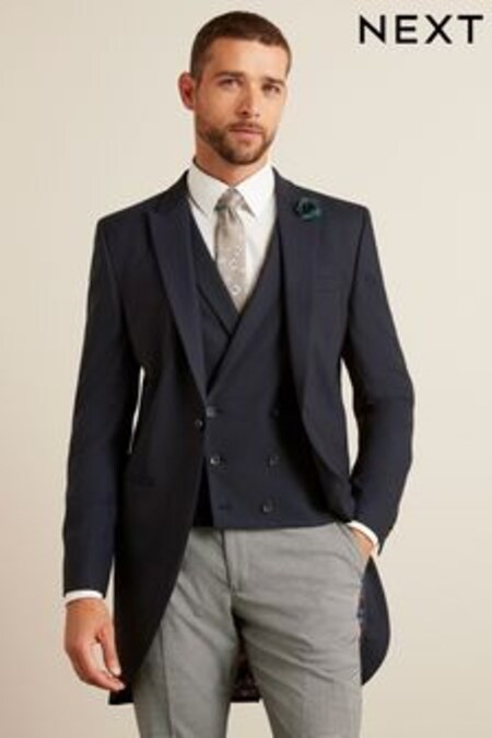 Blue Slim Slim Fit Morning Wool Suit (U17302) | 152 €