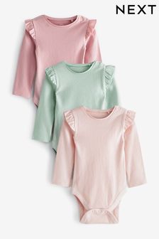 Pink/Mint Green 3 Pack Baby Bodysuits (U17346) | €9 - €10.50