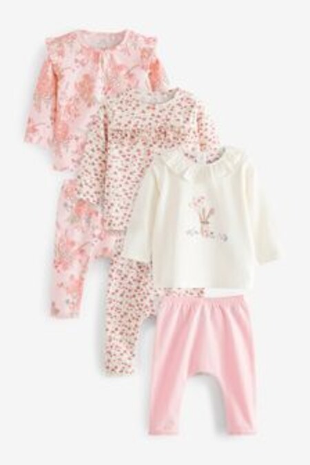 Floral Pink 6 Piece Baby T-Shirts and Leggings Set (U17348) | $53 - $56