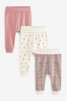 Pink Floral Roll Top Baby Leggings 3 Pack (U17423) | $22 - $26