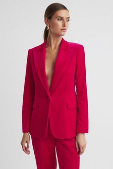 Reiss Pink Rosa Velvet Single Breasted Suit Blazer (U17789) | OMR246