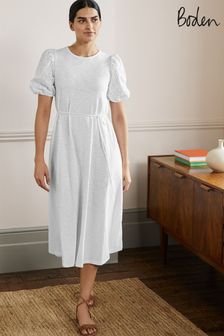 Boden White Broderie Mix Jersey Midi Dress (U17844) | 45 €