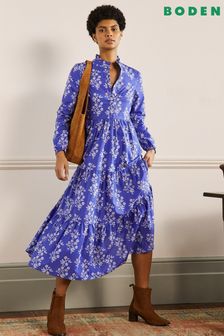 Boden Blue Tiered Maxi Shirt Dress (U17869) | ₪ 559