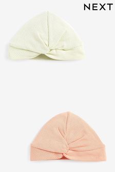 Peach Orange/Mint Green Baby Turban Hats 2 Pack (0-18mths) (U17986) | 239 UAH